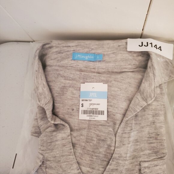 J. McLaughlin Womens Brynn Top Size S Grey Linen Button Front Pockets Beach NWT - Picture 10 of 10